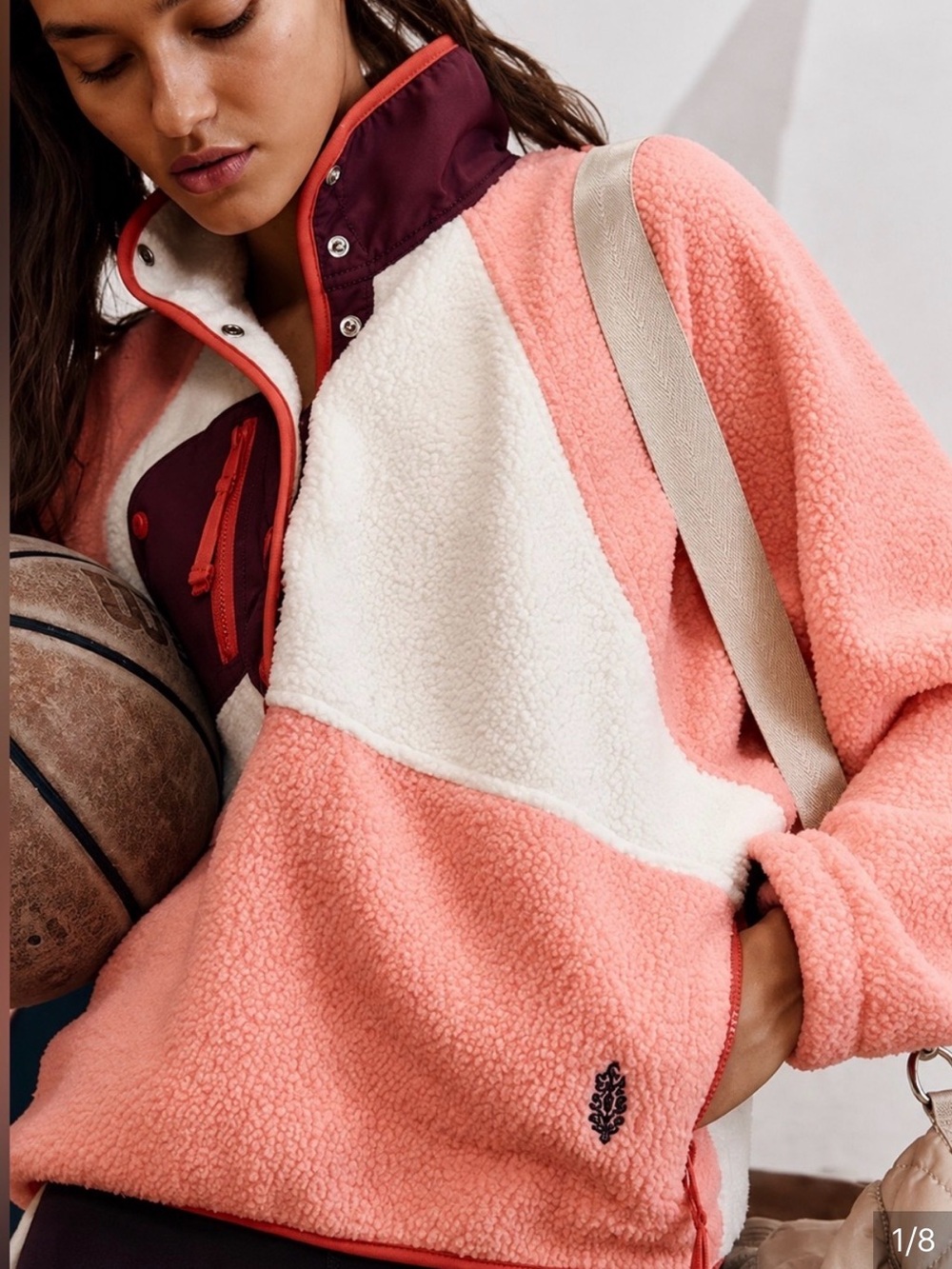 FREE PEOPLE MOVEMENT Hit The Slopes Colorblock Fleece Pullover Fruit Punch